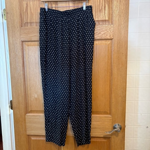 Cricket Lane Pants - Cricket Lane Black White Polka Dot Pull On Lightweight Pants Women’s 2XL 20 USA